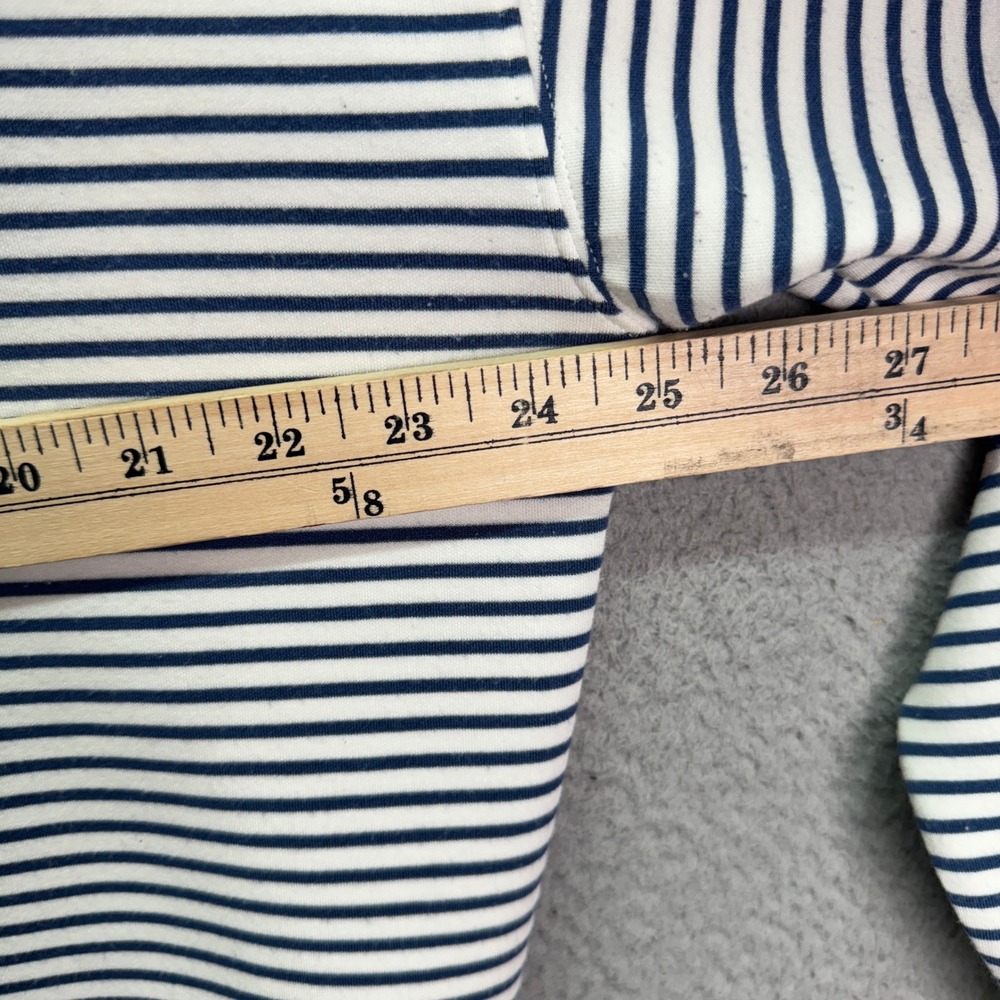 Spanx Top Womens M Navy White AirEssentials Striped Crewneck Sweatshirt Nautical - Picture 8 of 10
